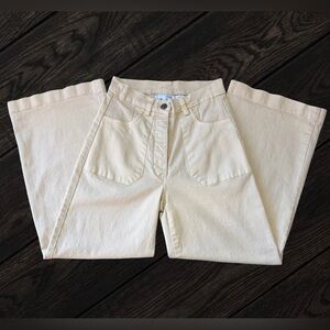 Loup Khaki Simone Cropped Wide Leg High Waisted Pants Women's Size XS/26"